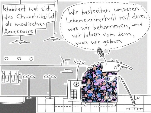 Cartoon: churchill (medium) by bob schroeder tagged lohn,arbeit,zitat,churchill,mindestlohn