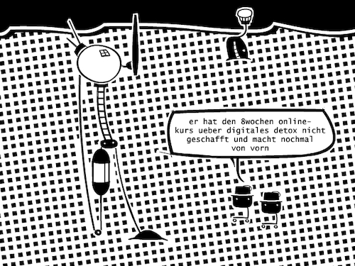 Cartoon: Detox (medium) by bob schroeder tagged detox,detoxing,internet,online,entgiftung,offline,tutorial,kurs