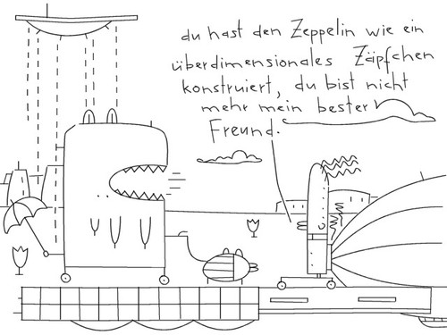 Cartoon: du hast (medium) by bob schroeder tagged zeppelin,freund,freundschaft