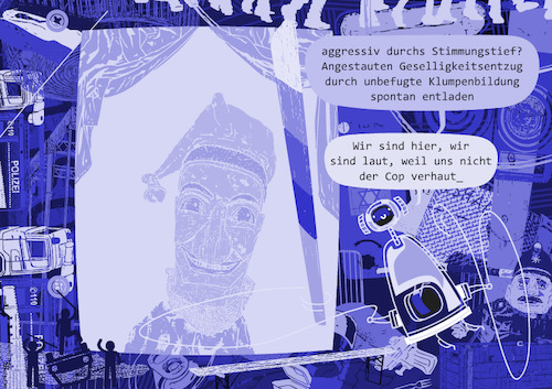 Cartoon: top_Monica29 Stimmungstief (medium) by bob schroeder tagged corona,covid19,demo,querdenker,reichsbürger,polonaise,sars,polizei,ai,ki,user,avatar