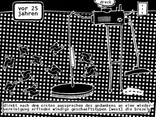 Cartoon: wiedervereinigung (medium) by bob schroeder tagged ddr,brd,wiedervereinigung,mauerfall,ossi,wessi,tag,deutsche,einheit