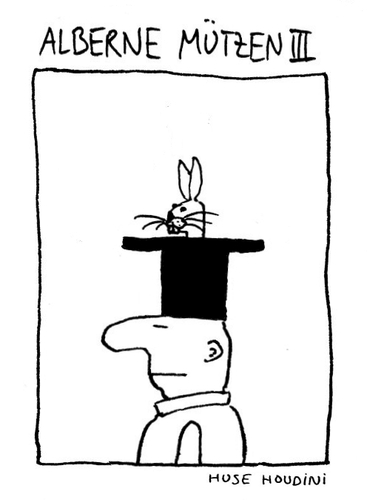 Cartoon: Alberne Mützen III (medium) by Huse Fack tagged zauberer,hase,mütze,hut