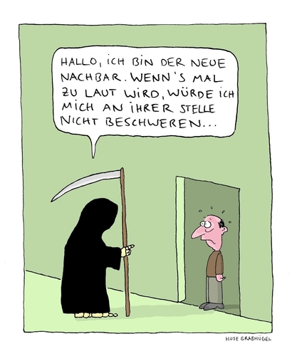 Cartoon: Besuch vom Sensenmann 2 (medium) by Huse Fack tagged sensenmann,tod,gevatter