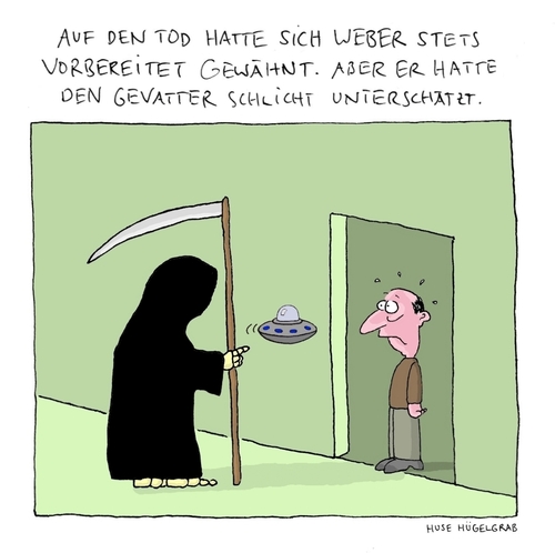 Cartoon: Besuch vom Sensenmann 5 (medium) by Huse Fack tagged geavatter,tod,sensenmann,ufo