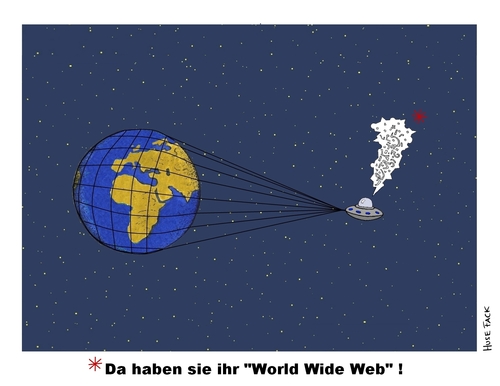Cartoon: world wide web (medium) by Huse Fack tagged internet,www,web,space,ufo,earth,erde