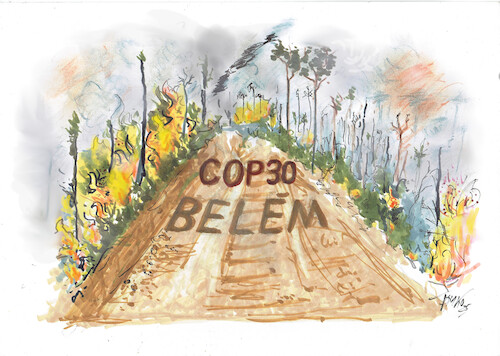 Cartoon: Amazonas Regenwald (medium) by Skowronek tagged amazonas,regenwald,klima,cop,30
