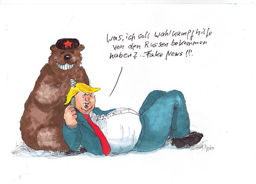 Cartoon: Fake News (medium) by Skowronek tagged trump,russlandaffäre,putin,wahlkampf,hillery,clinton,hacker