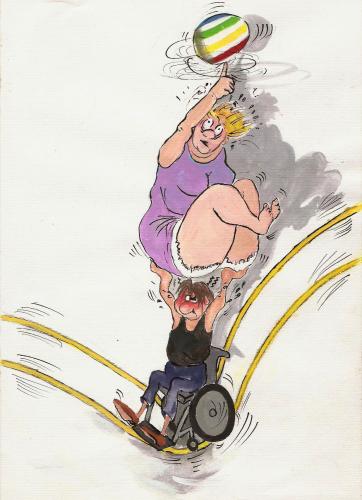 Cartoon: Gewichtiges Kunststück (medium) by Skowronek tagged sport,behinderte