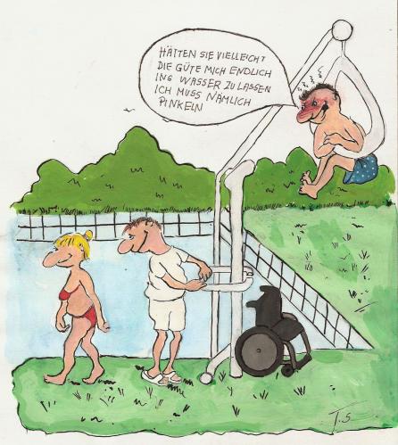 Cartoon: swimmingpool (medium) by Skowronek tagged behinderte