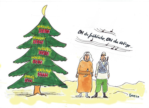 Cartoon: Weihnachten (medium) by Skowronek tagged terrorismus,islamisten,christen,weihnachten,bomben,sprengung,gewalt