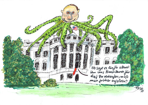 Cartoon: Weißes Haus (medium) by Skowronek tagged weißes,haus,trump,putin,skowronek,cartoons,kushner,wittkof