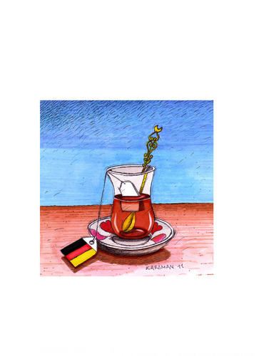 Cartoon: Deutsch-Türkische Freundschaft (medium) by Mehmet Karaman tagged freundschaft,tee