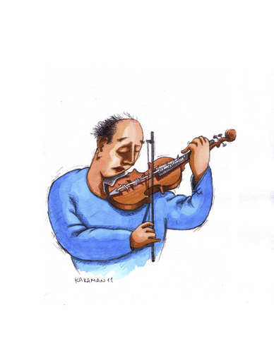 Cartoon: Geigenspieler (medium) by Mehmet Karaman tagged geige,musik,geigenspieler