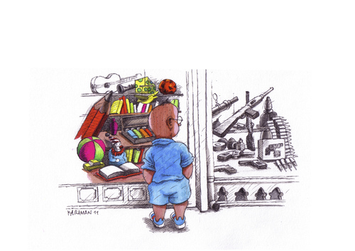 Cartoon: Spielwaren (medium) by Mehmet Karaman tagged spielwaren,spielzeug,kinder,waffen