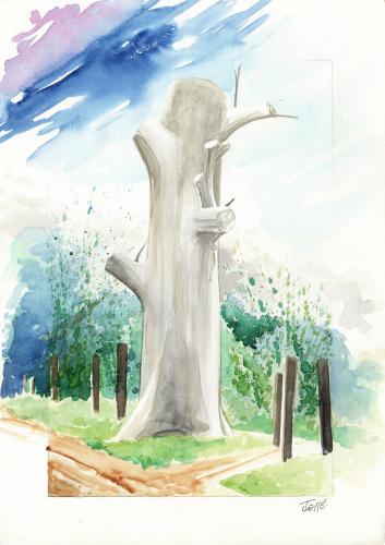 Cartoon: Tree6 (medium) by Jesse Ribeiro tagged nature,landscape,tree,watercolor,illustration