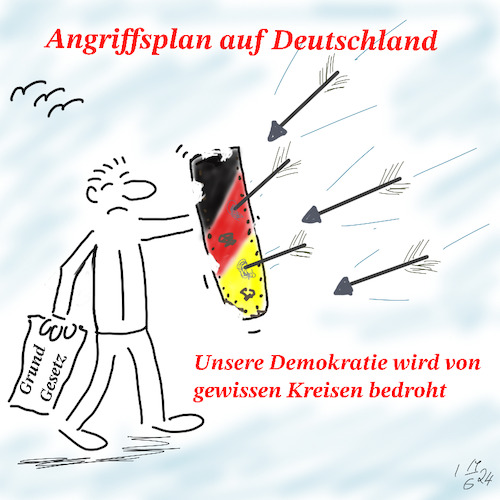 Cartoon: Angriffsplan (medium) by legriffeur tagged deutschland,demokratie,grundgesetz,pateien,politik,regierung,rechtsstaat,bundesrepublikdeutschland,unserland,unserlandistingefahr