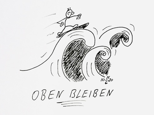 Cartoon: Oben bleiben (medium) by legriffeur tagged oben,bleiben,nicht,unterkriegen,lassen