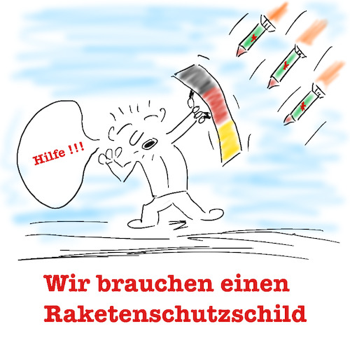 Cartoon: Raketenschutzschild (medium) by legriffeur tagged deutschland,verteidigung,bundeswehr,raketen,raketenabwehr,legriffeur61,cartoon,cartoons,ukrainekonflikt,ukrainekrieg,russland,europa,nato,politik