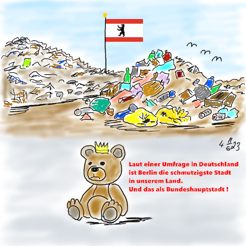 Cartoon: Schmutzhauptstadt Berlin (medium) by legriffeur tagged berlin,landeshauptstadtberlin,bundeshauptstadtberlin,umwelt,schmutz,dreck,abfall,abfallentsorgung,stadtreinigung,klima,entsorgung,müll