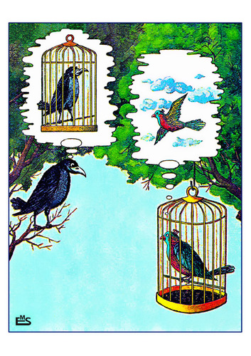 Cartoon: Cages (medium) by Makhmud Eshonkulov tagged cages,birds,love