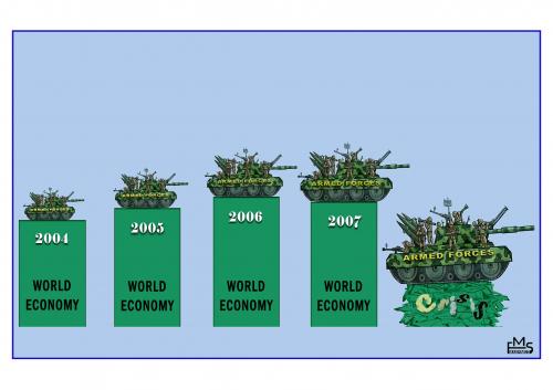 Cartoon: Crisis (medium) by Makhmud Eshonkulov tagged financal,crisis,recession,military,bang,crash