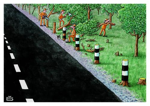 Cartoon: Road Construction (medium) by Makhmud Eshonkulov tagged forest,trafic,nature,global,warming,climate,change