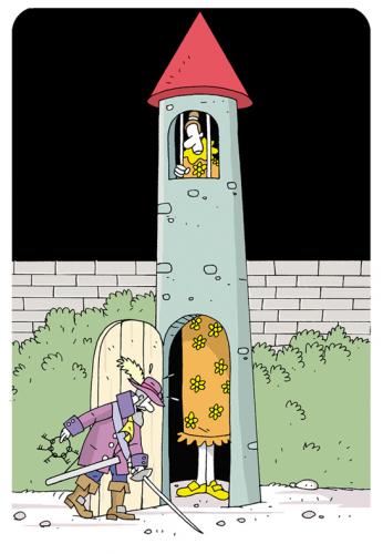 Cartoon: girl in the tower (medium) by hicabi tagged cartoon