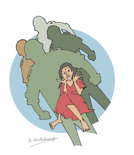 Cartoon: 28 January 2009  Sexual Violence (medium) by damayanthi tagged war,bbs,sri,lanka
