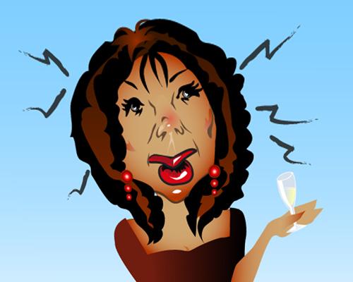 Cartoon: The Champagne Face (medium) by cindyteres tagged lady,woman,women,charming,champagne,caricature,cartoon,illustrator,vector