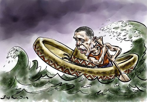 Cartoon: Obama-LatAm (medium) by Bob Row tagged obama,usa,latinamerica,politics