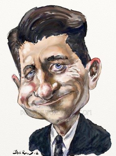 Cartoon: Paul Ryan (medium) by Bob Row tagged bankers,democracy,politics,usa,elections,republican,ryan