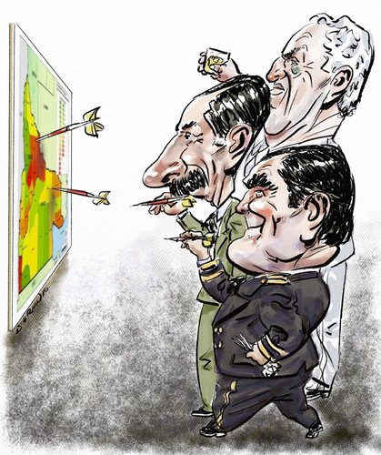 Cartoon: Videla-Massera-Galtieri (medium) by Bob Row tagged argentina,military,junta,dictatorship
