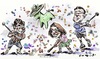 Cartoon: Fiesta-The Republican pinata (small) by Bob Row tagged perry,bachmann,romney,latino,immigration,republican,elections