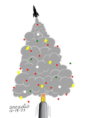 Cartoon: Another Christmas tree. (medium) by Cartoonarcadio tagged christmas,wars,conflicts,gaza,ukraine