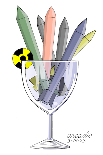 Cartoon: Dangerous cocktail. (medium) by Cartoonarcadio tagged nuclear,power,russia,putin,war