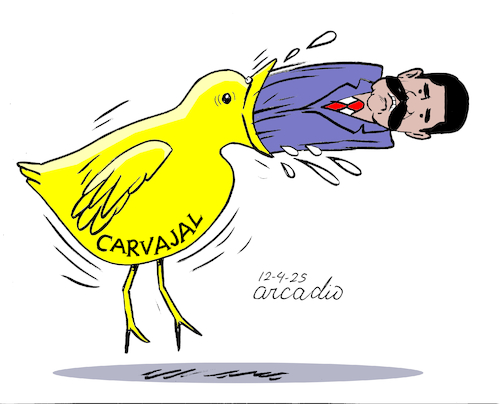 Cartoon: El Pollo Carvajal vomits Maduro (medium) by Cartoonarcadio tagged maduro,pollo,carvajal,venezuela,narcoterrorism