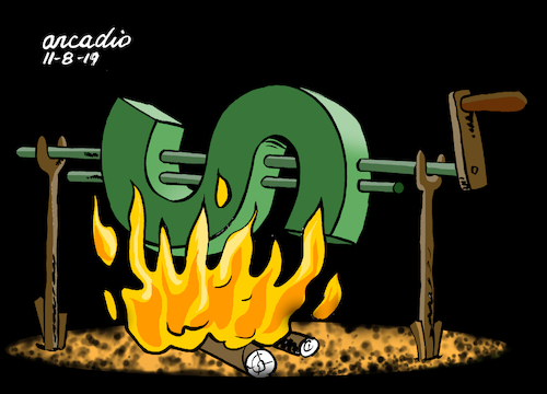 Cartoon: Fight against dollar. (medium) by Cartoonarcadio tagged money,currency,countries,economy