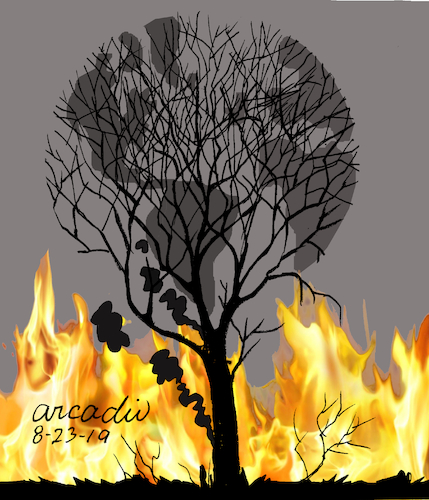 Cartoon: Fire in the Amazon (medium) by Cartoonarcadio tagged brazil,bolsonaro,fire,amazon
