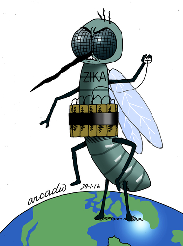 Cartoon: Zika A world menace. (medium) by Cartoonarcadio tagged menace,world,hospitals,health,virus,zika