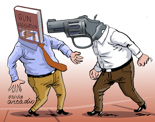 Cartoon: Legislation vrs NRA-guns. (medium) by Cartoonarcadio tagged guns,us,congress,weapons,crime,violence,justice