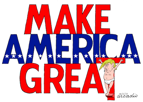 Cartoon: Make America Great. (medium) by Cartoonarcadio tagged trump,america,us,government,president