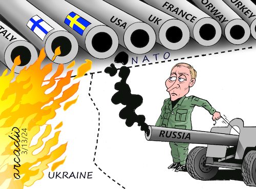 Cartoon: NATO everywhere. (medium) by Cartoonarcadio tagged putin,nato,europe,usa