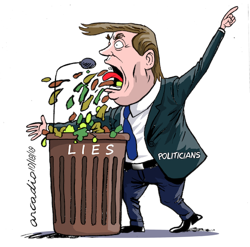 Cartoon: Political lies. (medium) by Cartoonarcadio tagged politicians,lies,democracy,campaigns