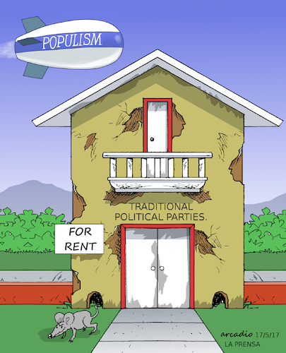 Cartoon: Populism in expansion. (medium) by Cartoonarcadio tagged populism,denocracy,traditional,parties,socialism