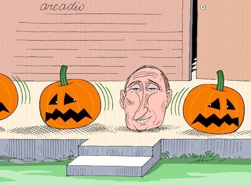 Cartoon: Putin in Halloween. (medium) by Cartoonarcadio tagged putin,war,ukraine,europe,human,rights