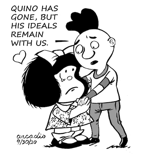 Cartoon: Quino passed away! (medium) by Cartoonarcadio tagged mafalda,quino,argentina,humor,comics