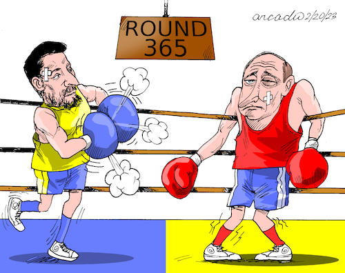 Cartoon: Round 365 (medium) by Cartoonarcadio tagged war,ukraine,russia,putin,zelensky,nato,europe
