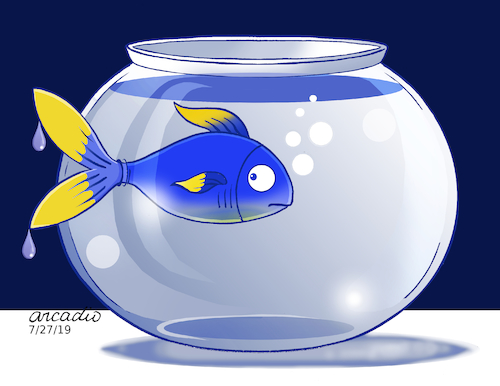 Cartoon: Strange fish tank. (medium) by Cartoonarcadio tagged fish,tank,humor,cartoon