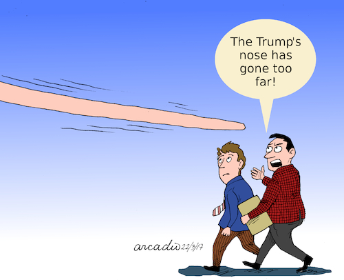 Cartoon: That big nose. (medium) by Cartoonarcadio tagged trump,big,nose,usa,politician,america