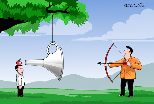 Cartoon: The archer. (medium) by Cartoonarcadio tagged archer,humor,comic,cartoon